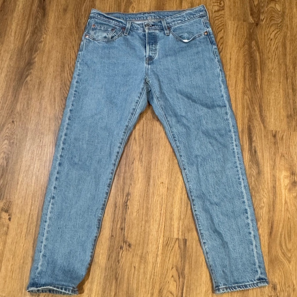 Levis 501 T Men Blue Tapered Leg Button Fly Denim Jeans W28 L28 36197-0011